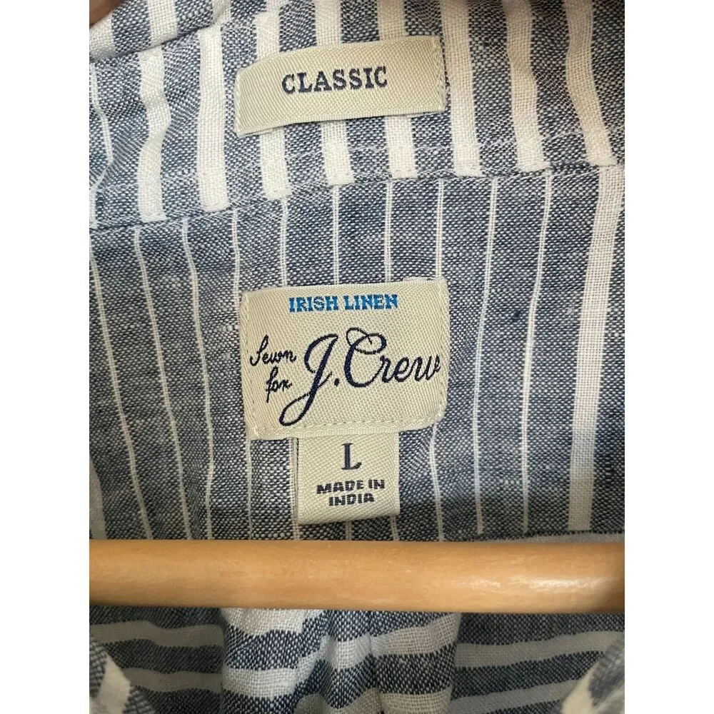 J.Crew Mens Irish Linen Top Sz L Coastal Preppy Old Money Euro Summer Neutral